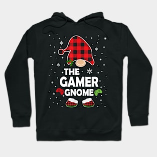 Gamer Gnome Buffalo Plaid Matching Family Christmas Pajama Hoodie